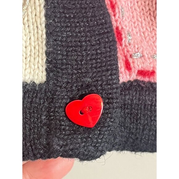 Retro Valentine Sweater Knit Vest Pink 12 Beaded Patchwork Classic Chic Metallic - Picture 7 of 11